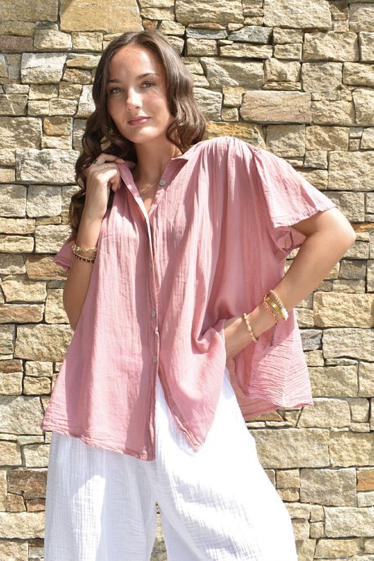 Asher Cap Sleeve Blouse Indian Pink